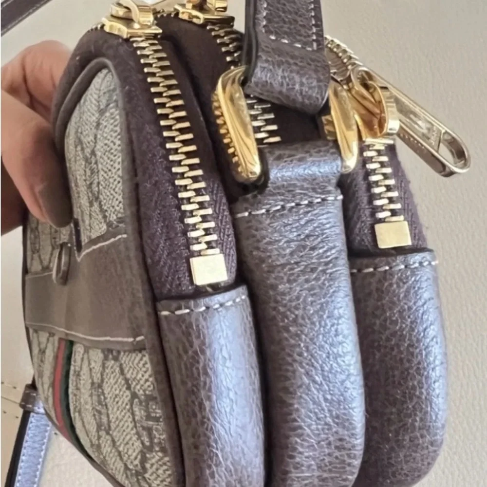 Gucci Ophidia Brown and Green Crossbody Triple Pocket Bag - Picture 8 of 9